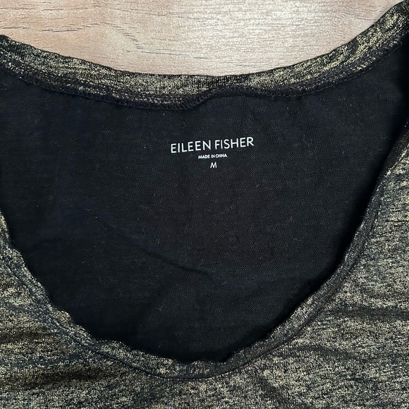 Eileen Fisher Women’s Size Medium Black-gold 100% Organic Linen Tank Top Shirt - Picture 5 of 10